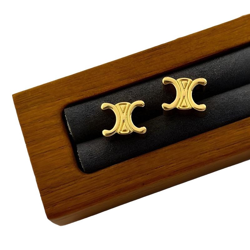 

1 пара модных сережек-пусетов в форме двойной буквы C из меди с серебряной иглой для женщин и девушек, гипоаллергенные, с золотым покрытием 1pair