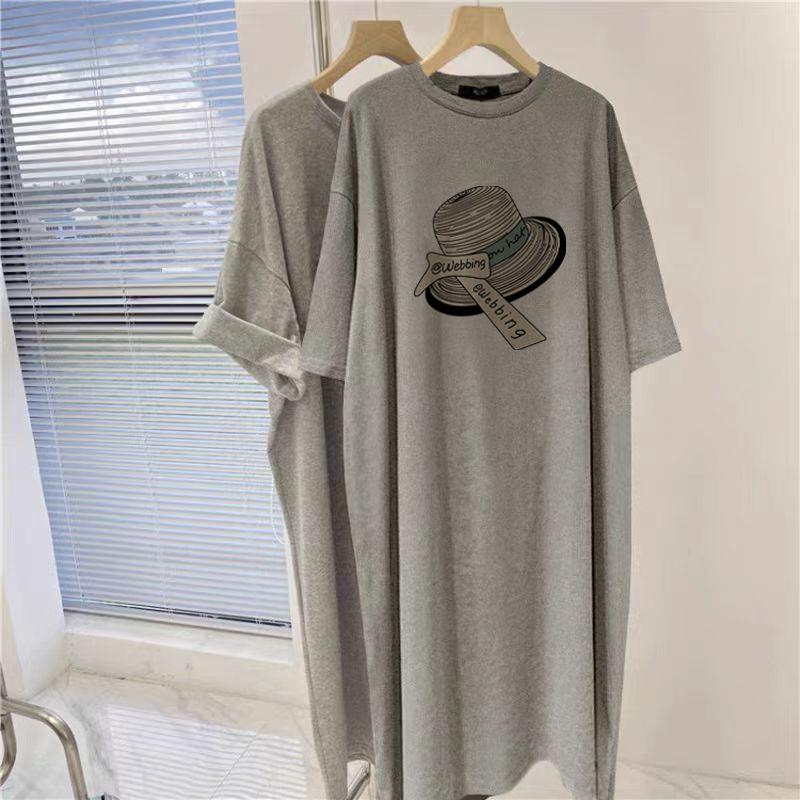 New Maternity Summer Top Fashion Pure Cotton Korean Version Loose Short-sleeved T-shirt Skirt Dress Medium and Long
