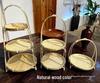 Multi-Layer Bamboo Handwoven Basket with Handle for Tea, Pastry, Fruit & Cake