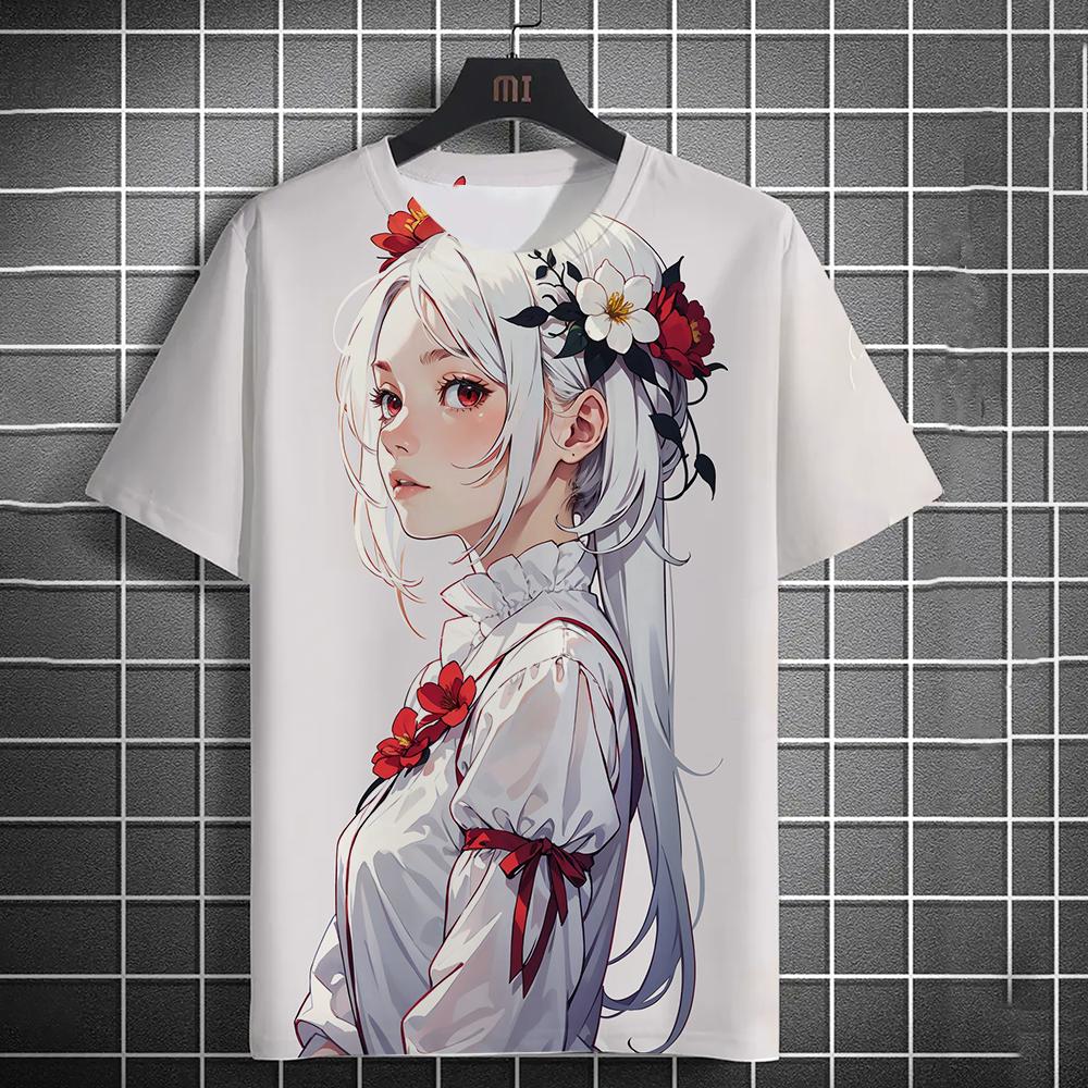 Summer Fashion Anime Girl 3D Print T-Shirts Streetwear Men Casual Oversized O-Neck Short Sleeved Tees Tops Clothing