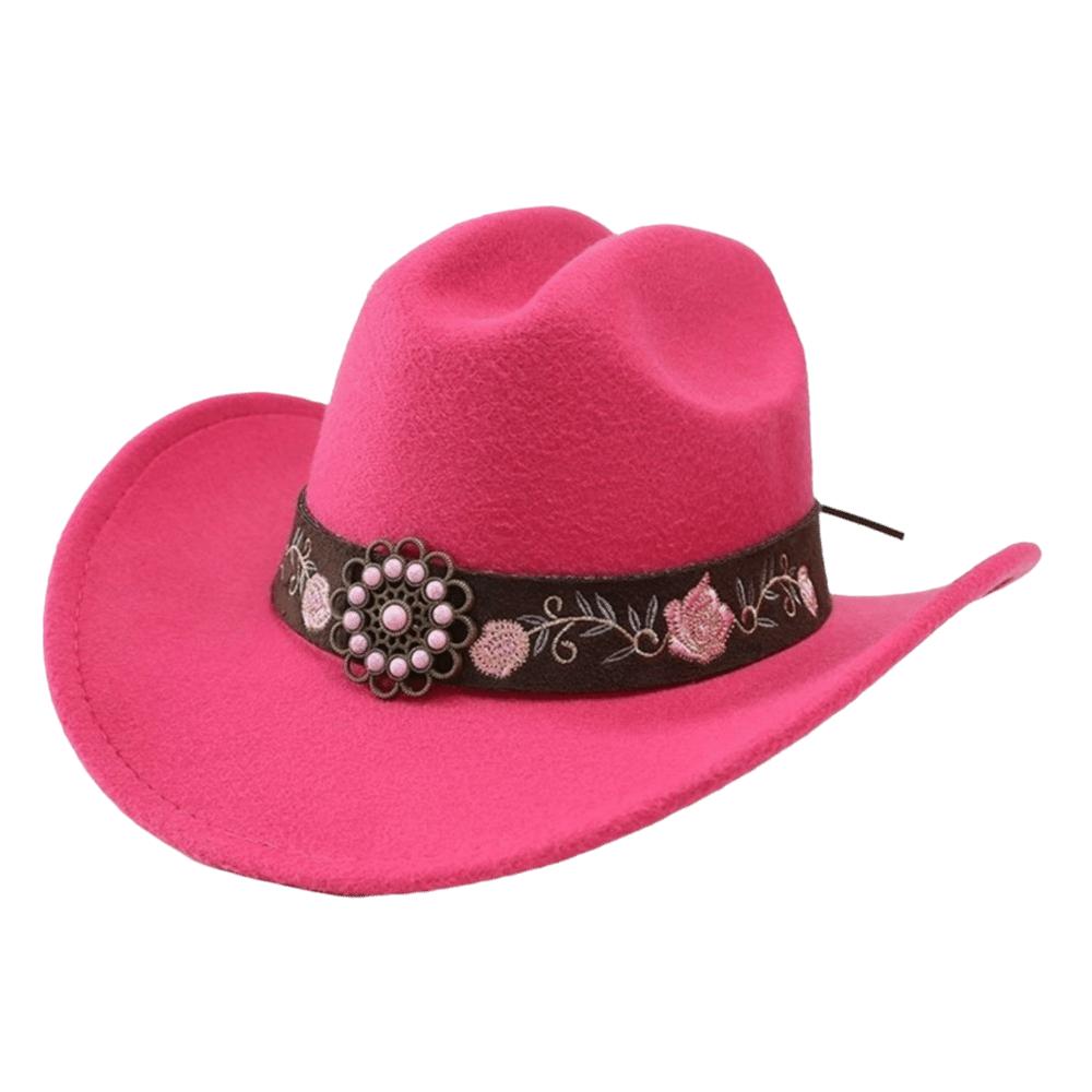 Weicher Fedora Hut mit Blumenstickerei Sonnenhut Vintage Filz Western Cowboyhut Reise Outdoor