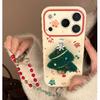 3D Cartoon Christmas Tree Plush With Chain Phone Case For iPhone 17 16 15 14 13 12 Pro Max Shockproof Protective Cover