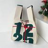 Christmas Handmade Knit Handbags Women Knot Wrist Bag Casual Small Tote Bag Girls Reusable Shopping Bags
