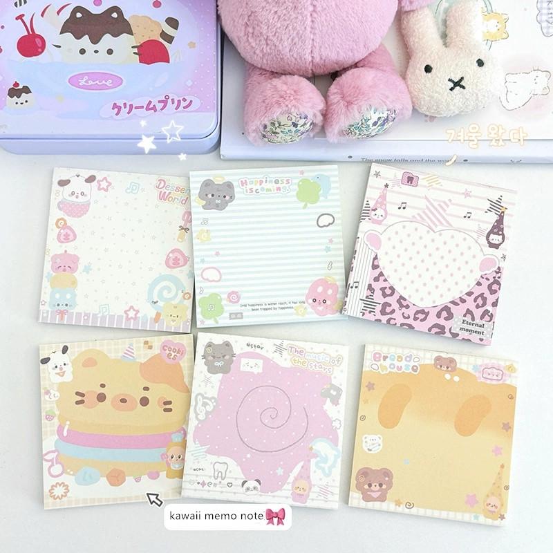 MINKYS 50 Sheets Kawaii Cartoon Square Memo Pads Paper To Do List Journal Note Paperlaria DIY Material Stationery