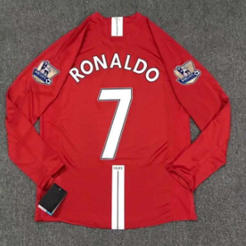 Kırmızı Şeytanlar retro uzun kollu forma MU iç saha retro futbol futbol forması