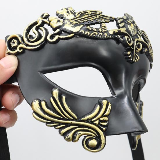 Masquerade Face Cover Retro Gorgeous Distressed Non-deformation Anti-fade Cosplay Props Plastic Venice Ancient Greece Costume Party Men Half Face