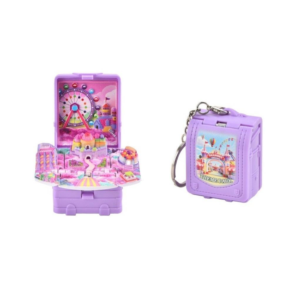 

Stereo Book 3D Folding Book Dream Amusement Mini Pop Up Book Keychain Cartoon Castle Decompression Toy Pendant Educational Toy фіолетовий