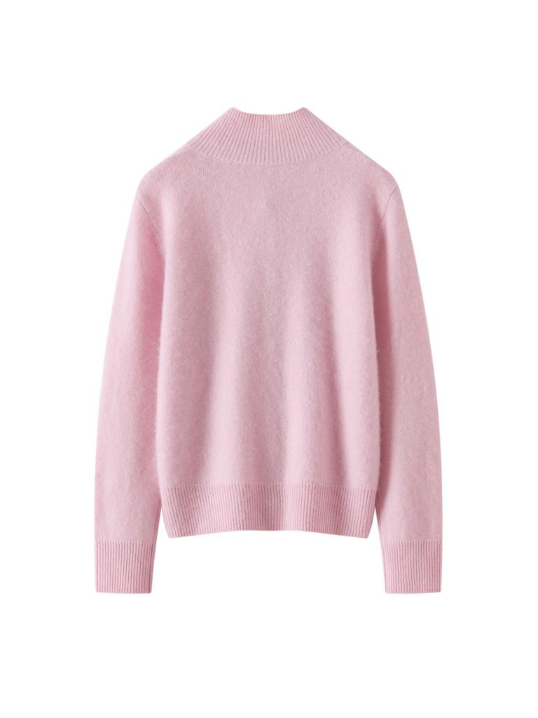 Chic Korean High Neck Single-Breasted Cashmere Cardigan - Women's Loose Knit Sweater Coat for Autumn/Winter