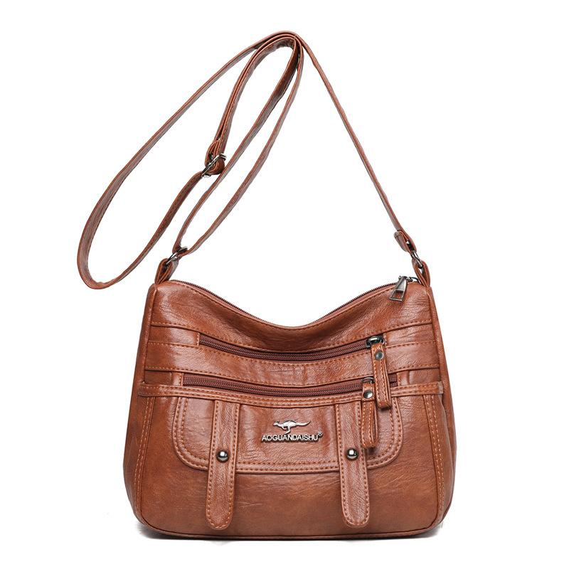 

Soft PU Leather Women Tote Bag Large Capacity Faux Cowhide Leather Fashionable Shoulder Crossbody Bag for Women коричневый