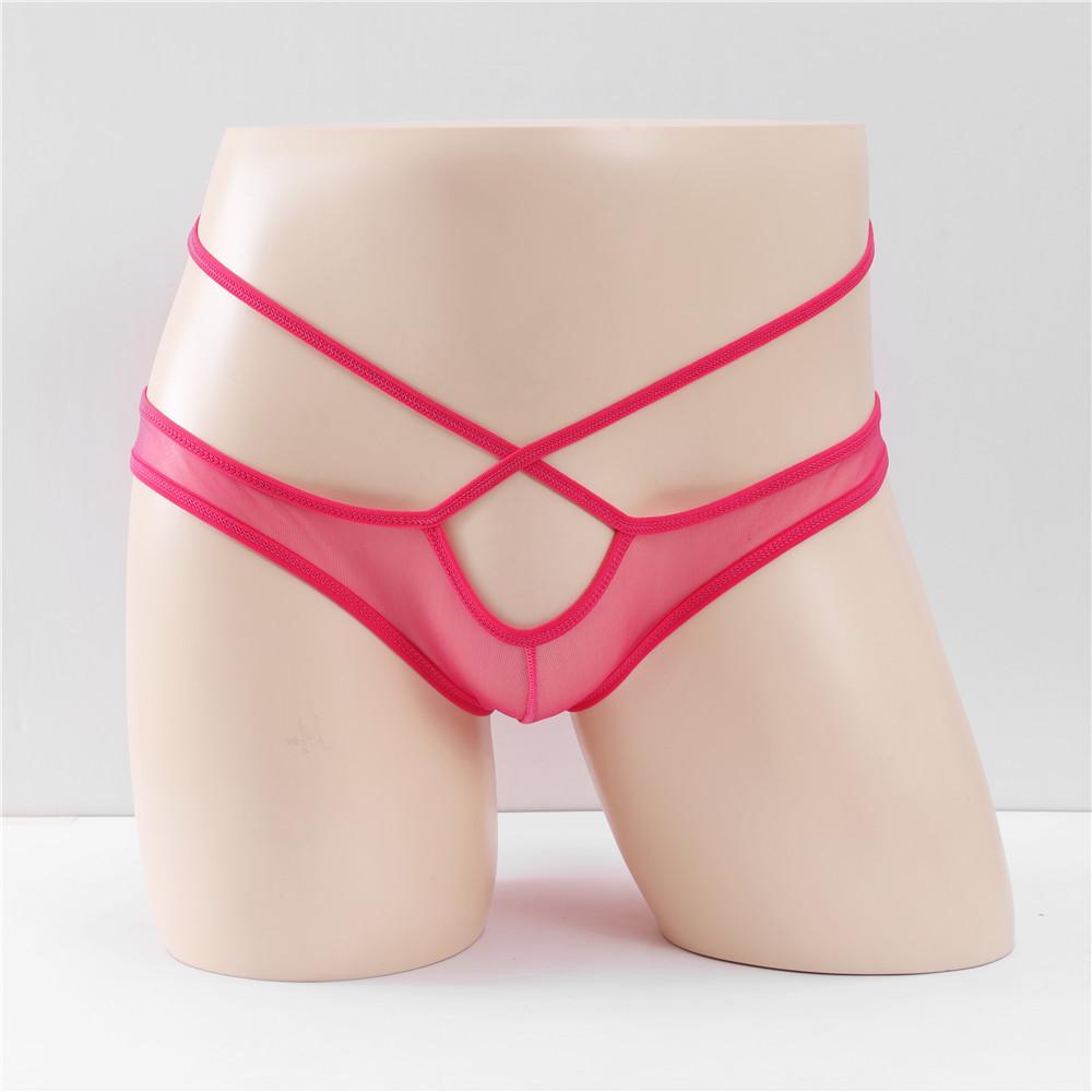 Men Hole In Front Thongs Lingerie Men'S Bulge Enhancing Thong G-String Underwear Pouch Mesh See Through Underwear Hollow Panties