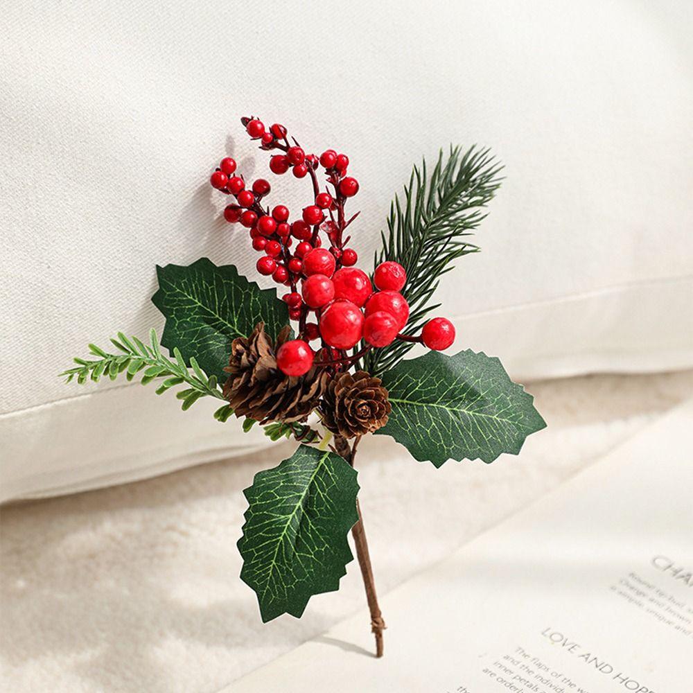 Plastic Simulation Pine Cone Branches Handmade Fake Plant Artificial C  Merry Christmas Decoration