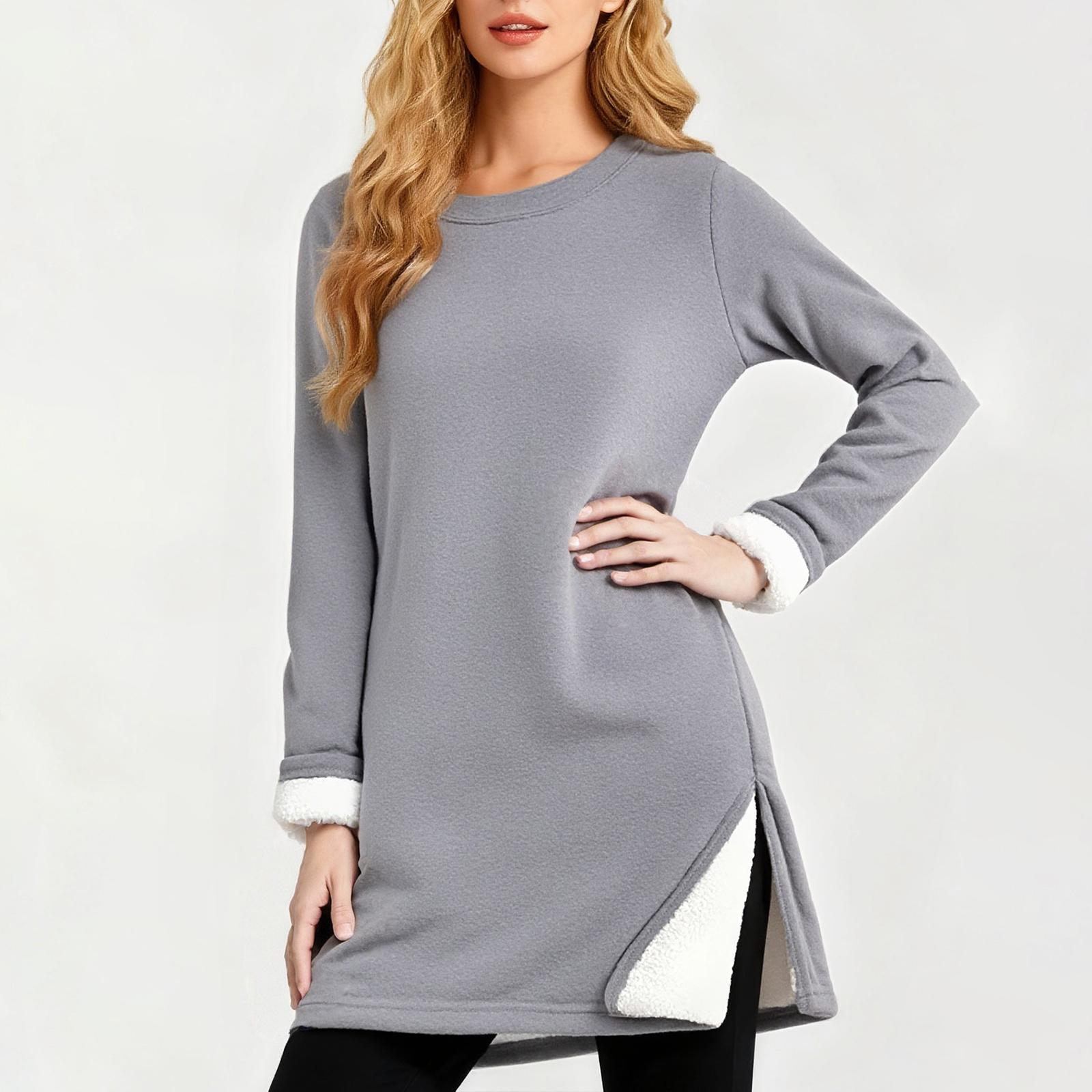 

Женский модный однотонный топ с длинными рукавами XL