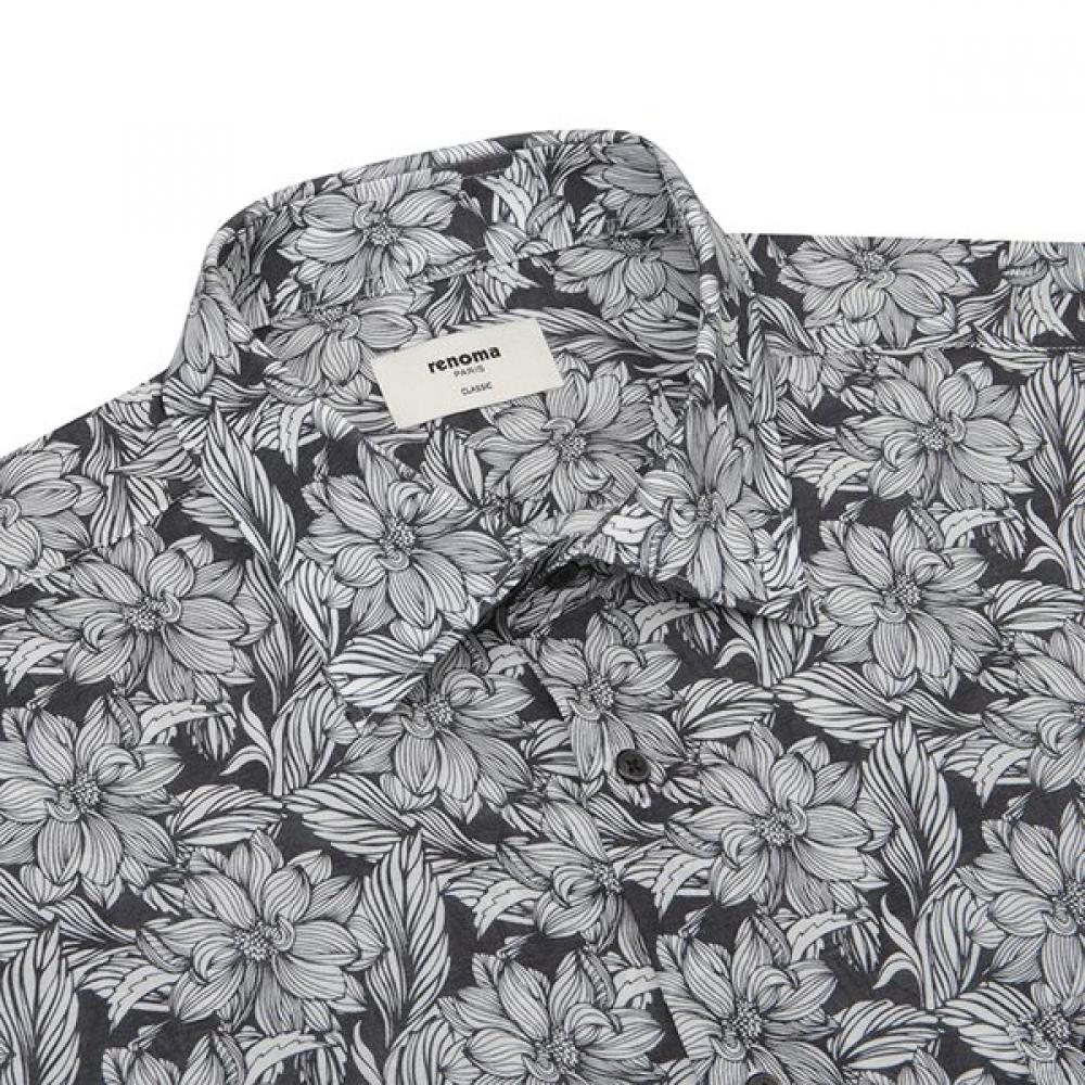 RENOMA Black Flower Print Short Sleeve Shirt [rpusg1274 Bk]