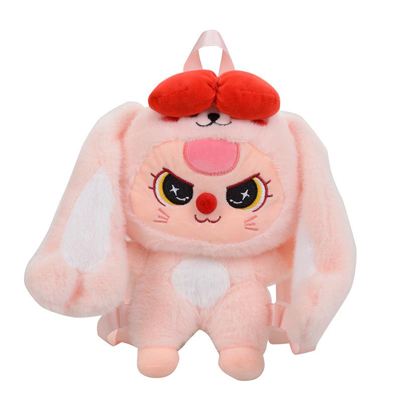 Super süße und niedliche Wow dreijährige Schlappohr-Kaninchenpuppe Tasche Kinder Spaß Trend Spiel Greifpuppe Puppenrucksack