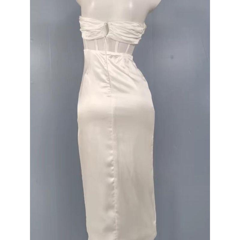 Export Single Lu's Summer Fashion Sexy New Arrival Bandeau Sexy Mesh See-through Elegant Quality Pure Desire Dress