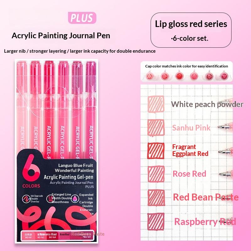 6 Colors Gel Pens Set Acrylic Painting Handbook Marker 1 Set Fine Tip Smooth Writing For School Art Office