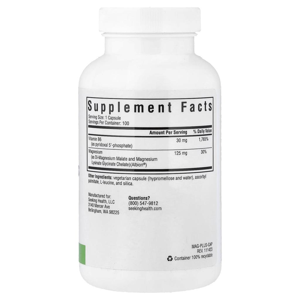 Magnesium Plus, Vitamin B6, 100 Veggie Capsules