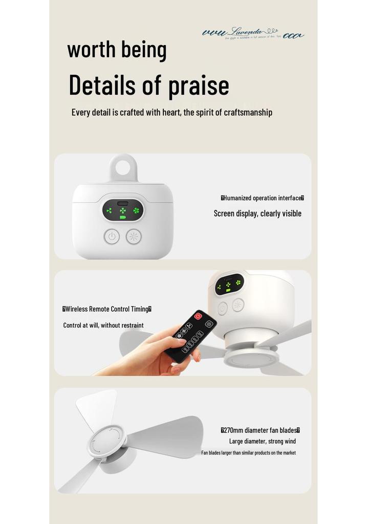 USB Rechargeable Portable Fan with Remote Control for Camping, Dorms, and Outdoor Use