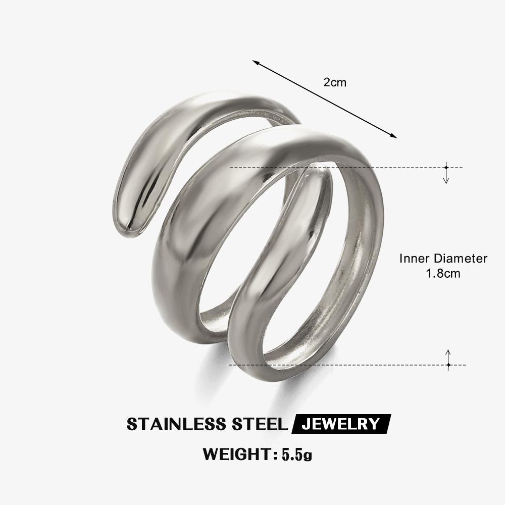 

Minimalist Trendy Stainless Steel Geometry Thick Lines Multi-layer Opening Rings for Women Personality Hip Hop Jewelry Accessory resizable