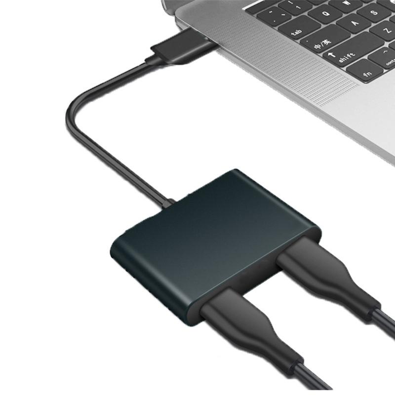 Video Adapter 5Gbps for Cellphone TV Laptop USB 3.0 to Dual HDMI-Compatible PD Converter 3 in 1 USB Dock Station Hub