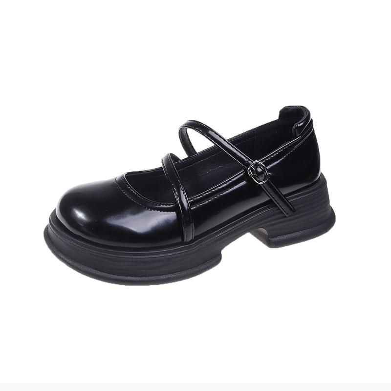 Spring New Retro Mary Jane Shoes Women's Small Leather Shoes College Style Thick-soled Square Heel Shallow Single Shoes Women