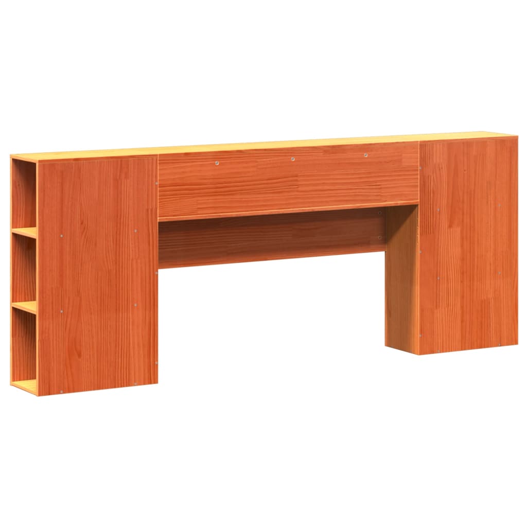 Headboard with Storage Space Wax Brown 200 Cm Solid Pine Wood