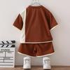 Trendy Summer Outfit Set For Boys Soft Cotton Short Sleeve Top And Shorts For Kids