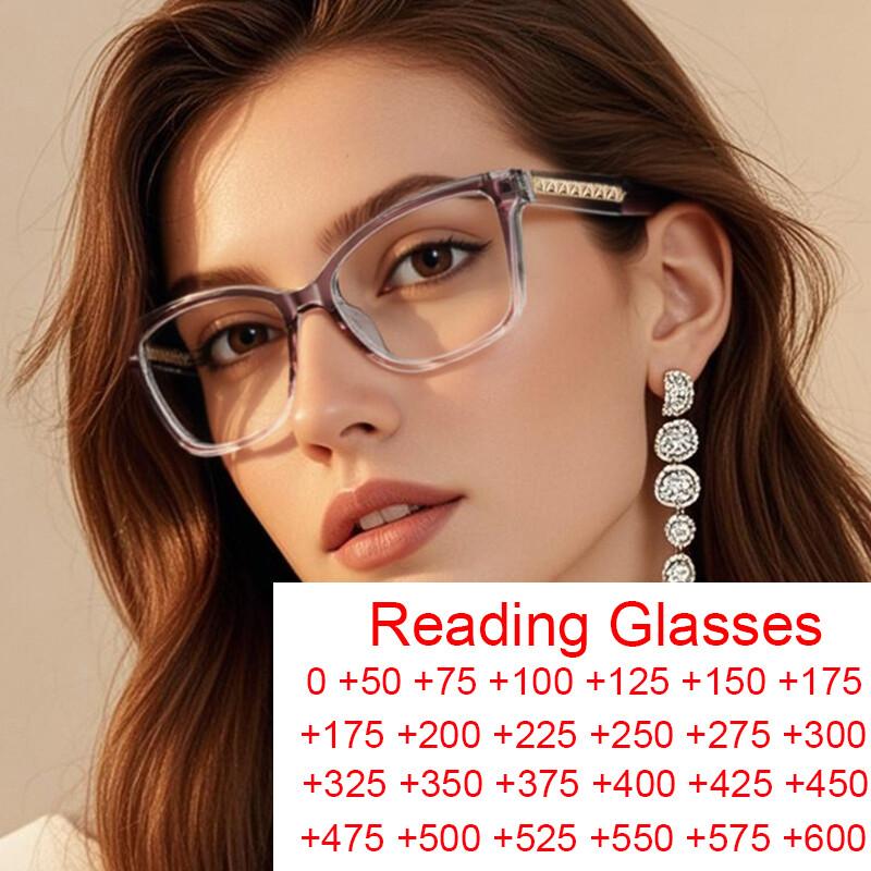 Eyeglass Frame Women's Vision Glasses Flexible Presbyopic Hinge Simple Optical Spectacle Square Geometric Spring Large Rectangular Anti-Blue Light