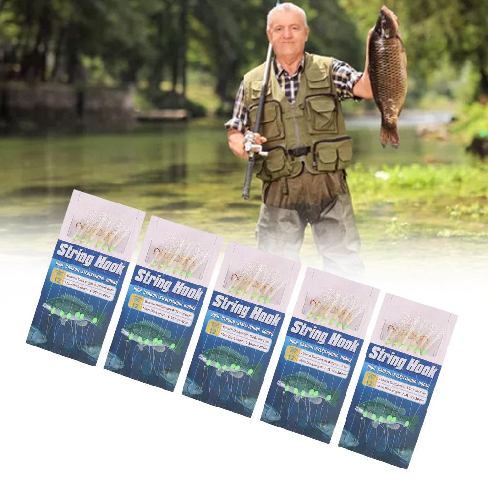 

5 Sets Soft Fish Skin Fishing Bait Rigs with 6 Hooks Fishing Lure Rigs Freshwater Fishing 12#