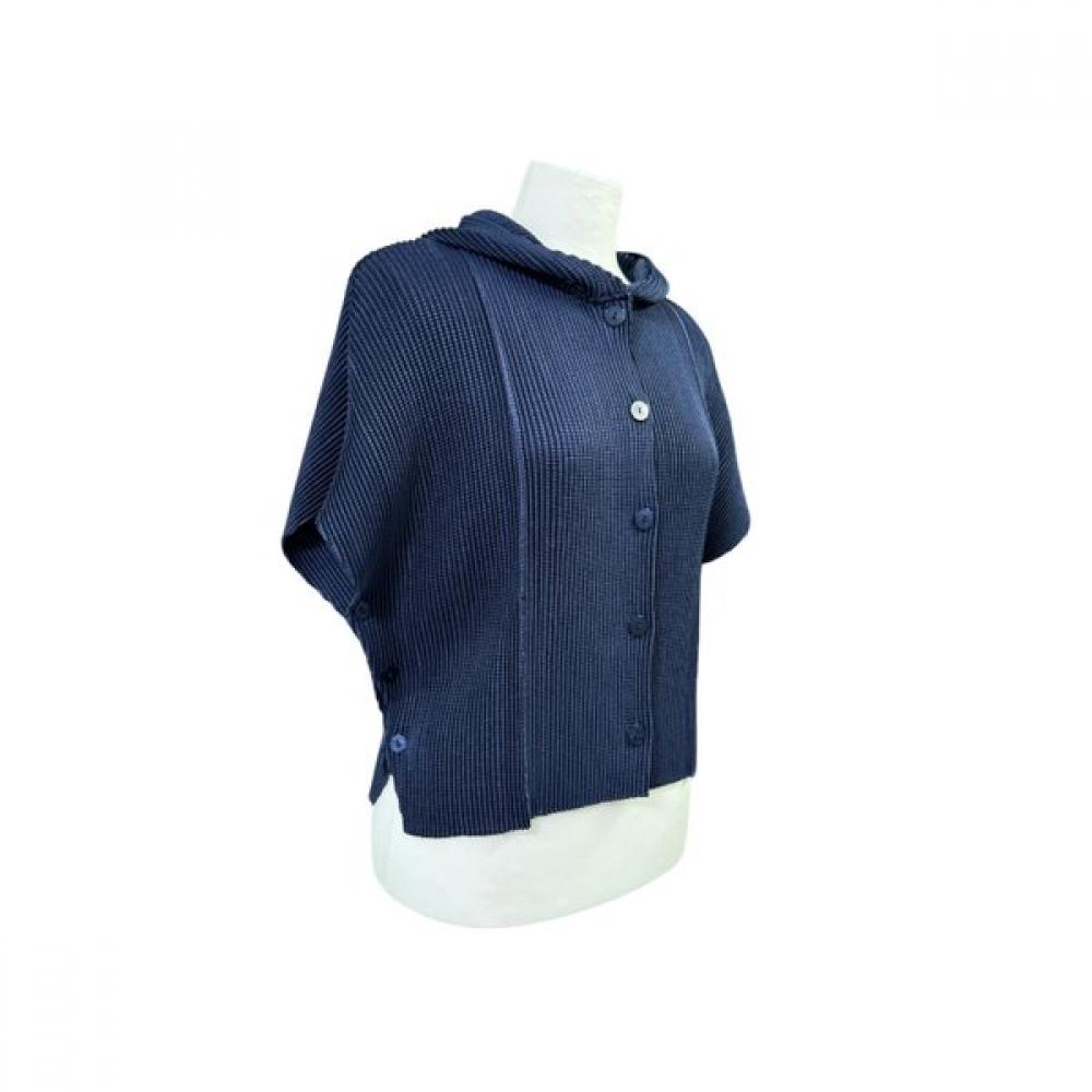 LA VITA JUNKO Button Up Hood Short Sleeve Vest Ltsvt003 