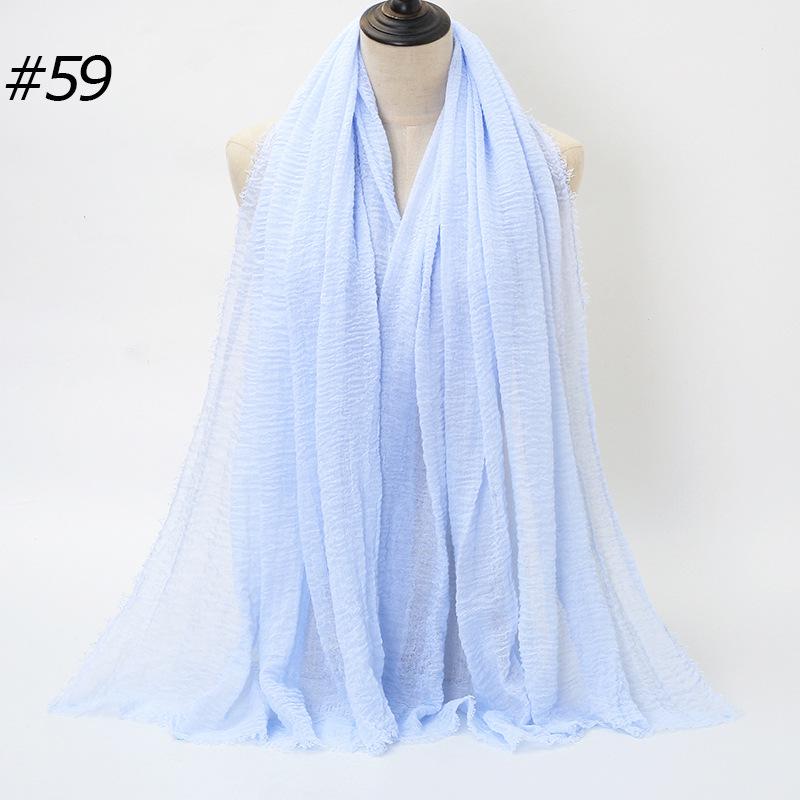 Solid Color Wrinkled Cotton-Linen Feel Women's Headscarf with Fur Edge