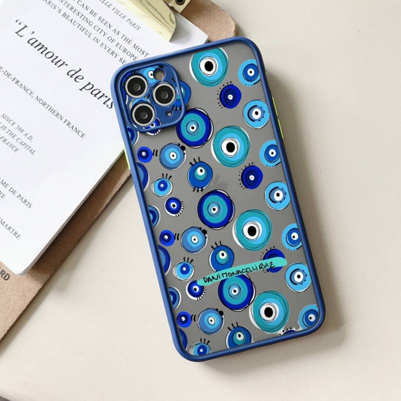 Szczęśliwe Oko Zła Niebieski Abstrakcyjny Etui na Telefon matowe przezroczyste Dla iphone 11 12 13 6 s 7 8 plus mini x xs xr pro max etui