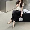 Spring New French Skirt Pointed Head Thin Heel Short Heel European And American Fashion Bag Head Women'S Shoes Sandals