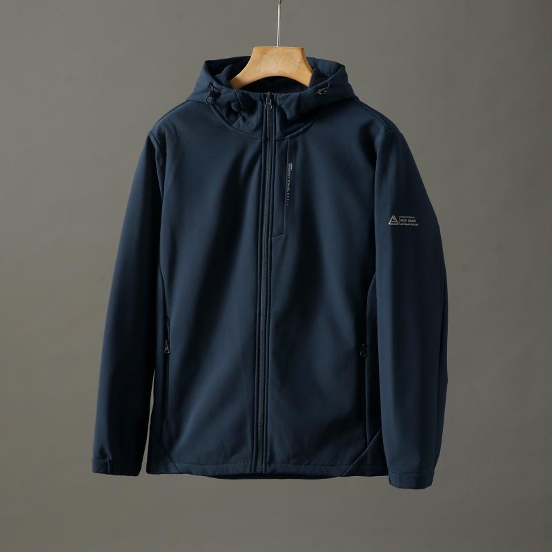 

HS821 Fleece-Lined Windbreaker with Hood & Zipper Pockets 170 темно-синього кольору