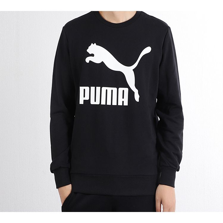 Puma Classics Logo Crew Neck Sweatshirt Men Tops Black 595892-01