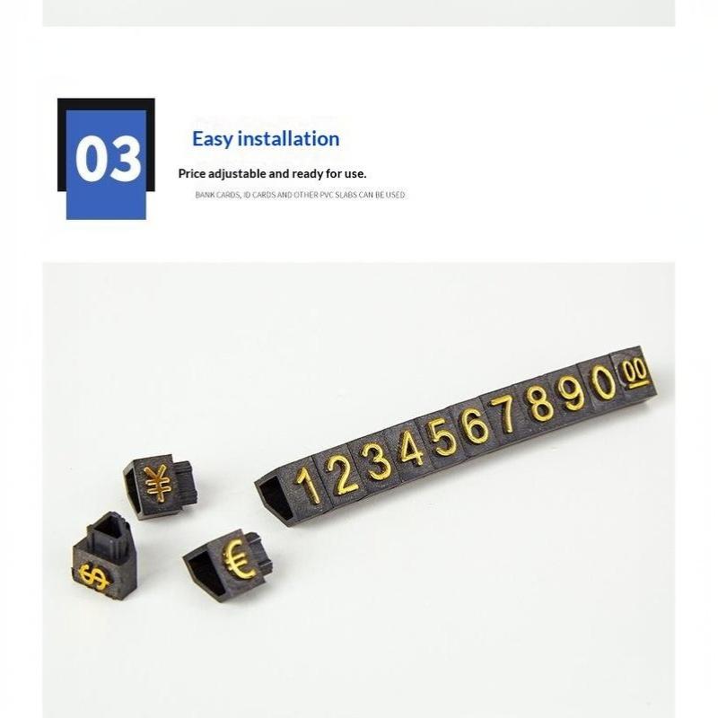 2Pcs Golden Silvery Black Number Letter Adjustable Mini Cube Price Tag Display Stand Tag Label Sets Of Number Labels