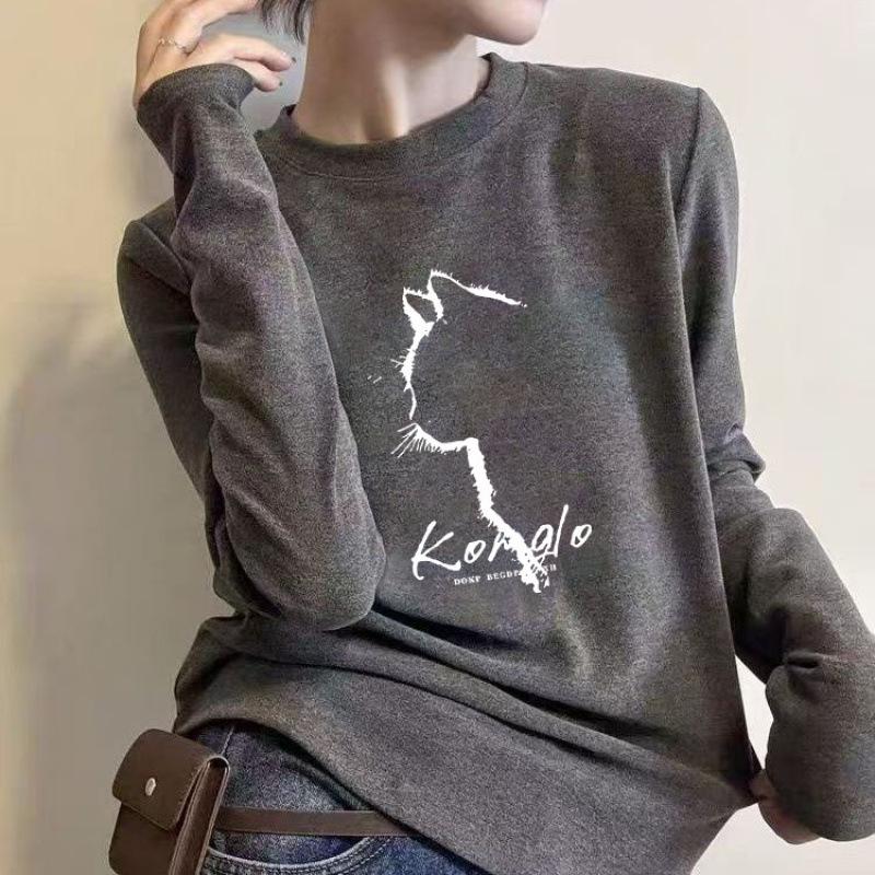 

Women s Korean Style Double-Sided Plush Long-Sleeve Round Neck Plus Size Warm Top L (100-115 jin)