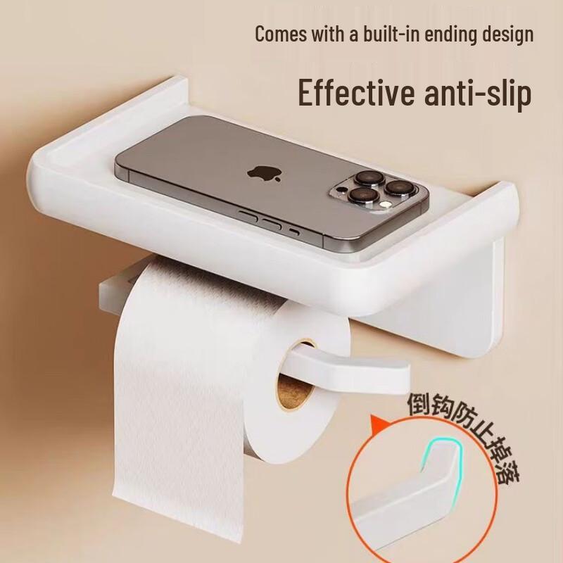 No-Drill Wall-Mounted Tissue & Toilet Paper Holder