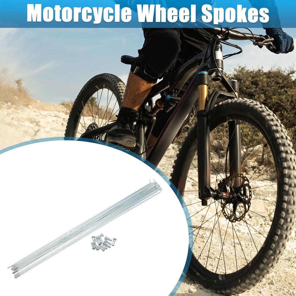X AUTOHAUX 12pcs 14G J Bend Bicycle Galvanized Spokes 290mm Cycle Spokes with Brass Nipples Steel Spokes for Mountain Bike MTB 11.42inch