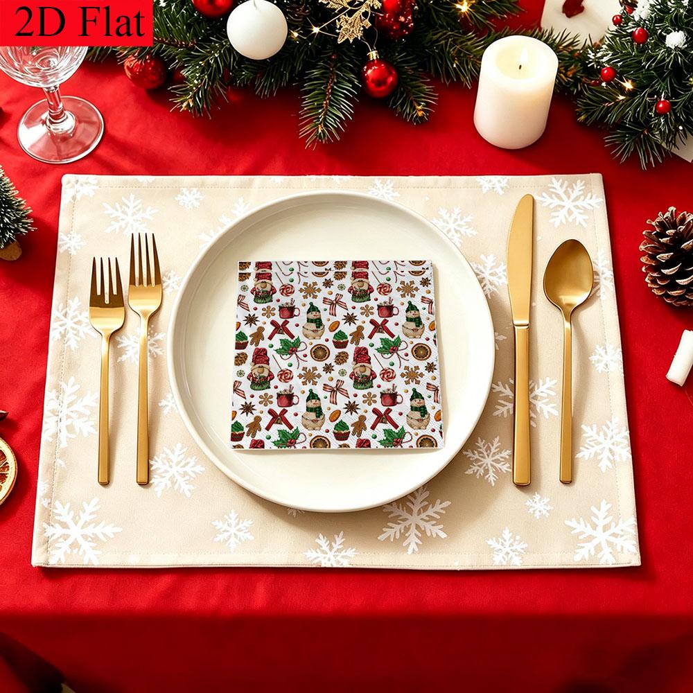 20pcs Disposable Napkins Withgingerbread Man Pattern Print for Wedding,Parties,and Daily Use for Thanksgiving Fall Christmas Table Decoration