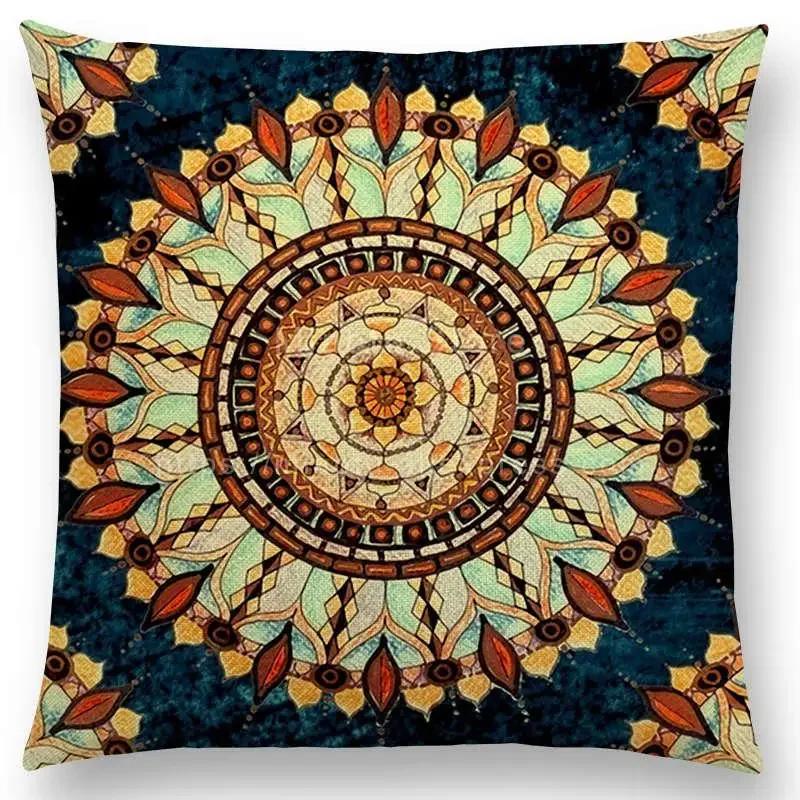 New Dreamy Emerald Spirit Flower Pillow Case Soul Mandala Elegant Flourish Floral Pattern Design Prints Retro Cushion Cover