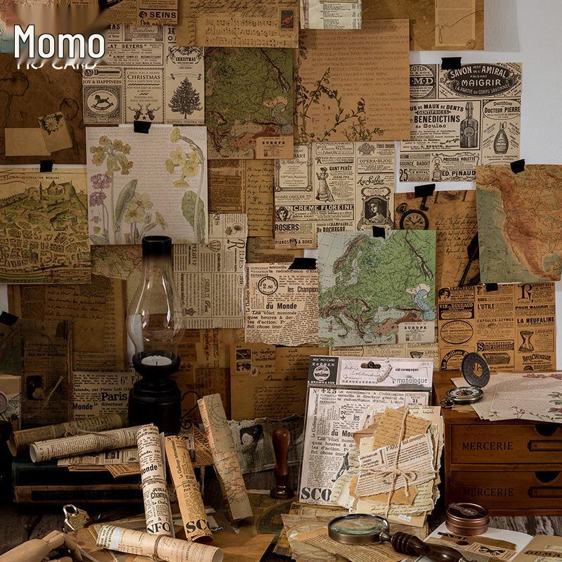 Momo Retro Album Series: English Background Paper for Journals - 30 Sheets