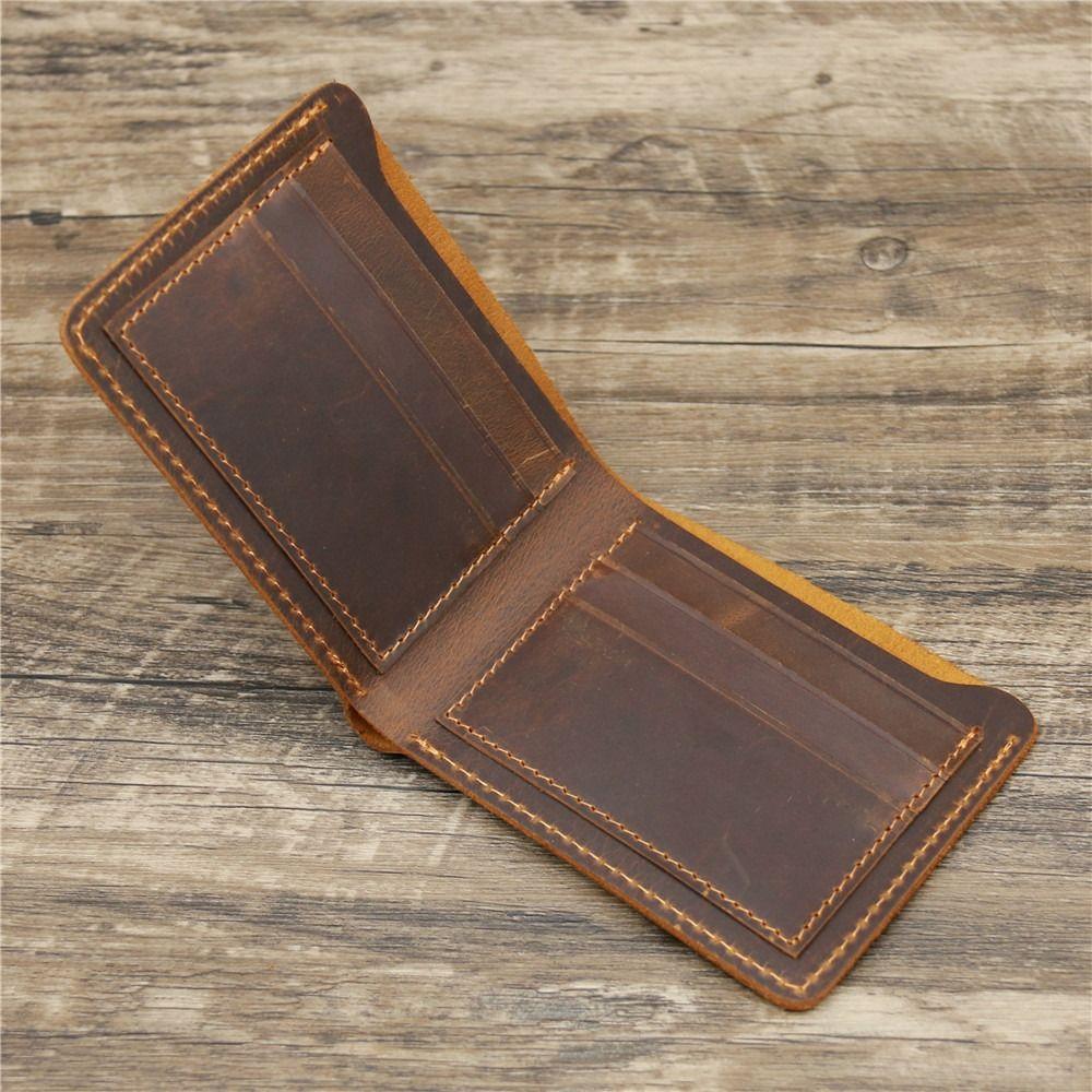 Short Style Men Genuine Leather Wallet Retro Male Purse Card Bag Business