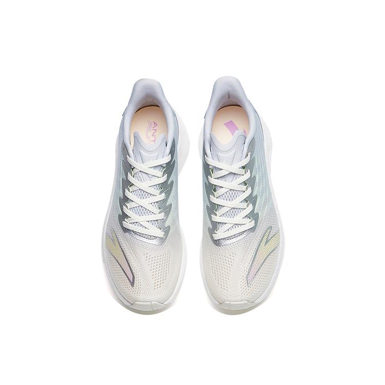 New ANTA MACH 2.0 Running Shoes Women's Low Top Ivory White/Ice Pink Purple/Fluorescent Glow In The Dark Green 122225583-6