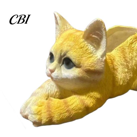 Decorative Cat Ornament Creative Resin Planter, Cute Lying Flower Pot for Garden Window Sill Plant Holder Yard, Adorable Animal Holder, Indoor Outdoor