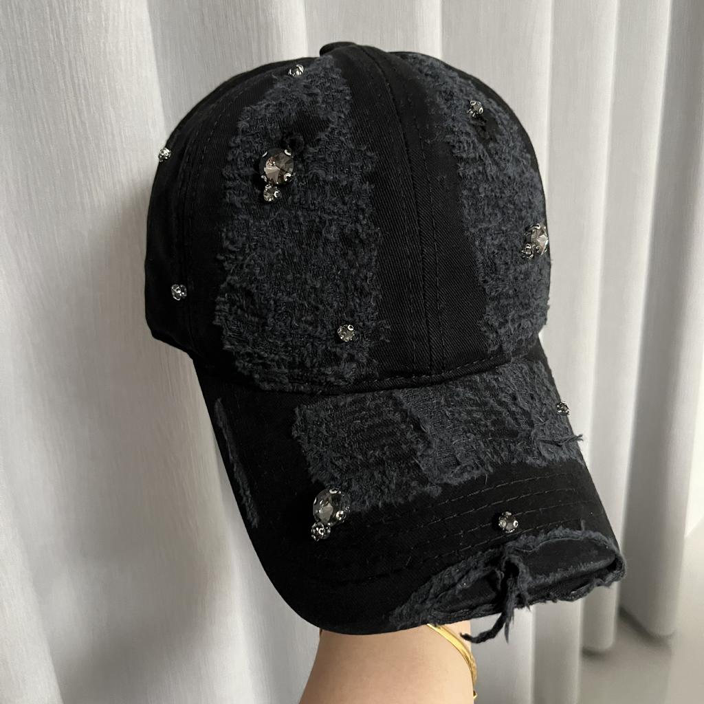 Star rhinestone personalized hair pulling hole baseball cap fashionable street versatile face small casual cap