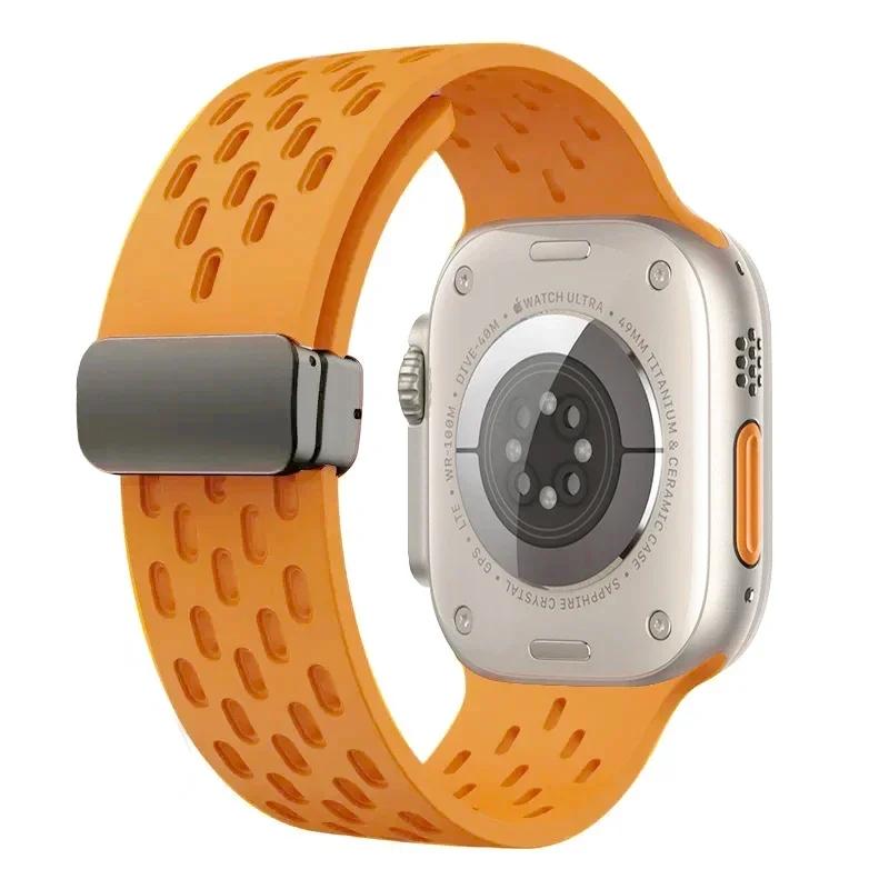 Magnetic Band For Apple watch ultra 2 Strap 49mm 44mm 40mm 42mm 44 45 mm Silicone Bracelet iWatch Series 9 7 8 se 6 5 41mm 45mm