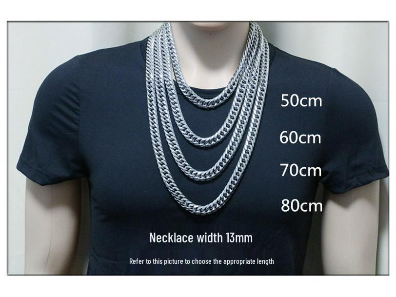 Unisex Titanium Steel Punk Hip-Hop Double Buckle Whip Chain Necklace