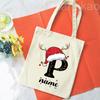 Personalized Christmas Gift Bag Initial with Name Christmas Sack Alternative Stocking Filler Bags Xmas Eve Pouch Gift for Kids