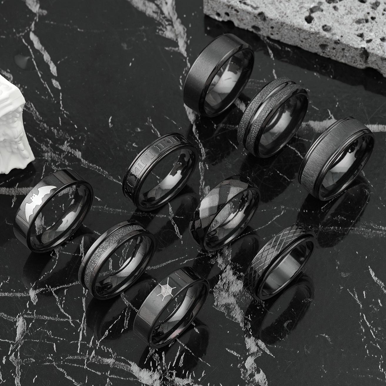 Новое модное кольцо из нержавеющей стали с гравированным сетчатым узором, вращающееся, в панк-стиле, производитель ювелирных изделий из титановой стали 9No.